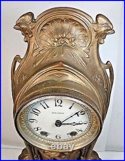 15.5 gilt bronze Seth Thomas Art Nouveau Clock Runs