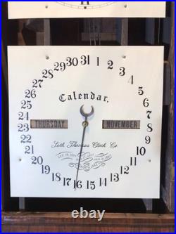 1860 Large Antique Seth Thomas Office Calendar Double Dial Clock, 1 Weight Driven