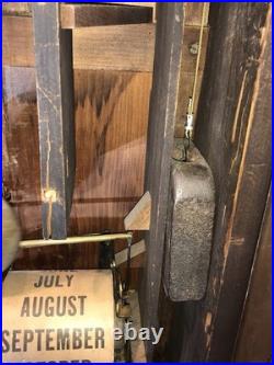 1860 Large Antique Seth Thomas Office Calendar Double Dial Clock, 1 Weight Driven