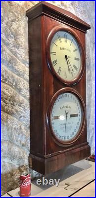 1860 Large Antique Seth Thomas Office Calendar Double Dial Clock, 1 Weight Driven