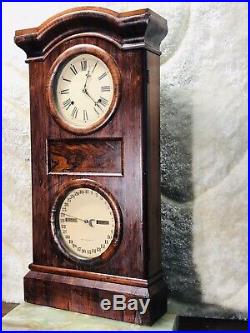 1862 Large Antique USA Seth Thomas Calendar, Day, Month Clock, W 2 Weights Driven