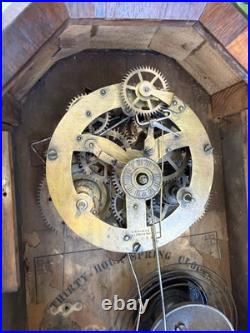 1863 Seth Thomas OCTOGON ARCH TOP Rosewood Mantle Clock VIDEO CAT MOTIF DOOR