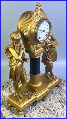 1872 WORKS Seth Thomas No. 8051 Maiden Musician & Artist Figural Mantel Clock