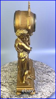 1872 WORKS Seth Thomas No. 8051 Maiden Musician & Artist Figural Mantel Clock