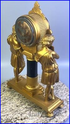 1872 WORKS Seth Thomas No. 8051 Maiden Musician & Artist Figural Mantel Clock