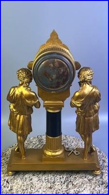 1872 WORKS Seth Thomas No. 8051 Maiden Musician & Artist Figural Mantel Clock