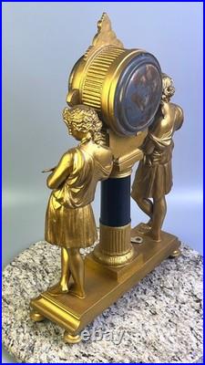 1872 WORKS Seth Thomas No. 8051 Maiden Musician & Artist Figural Mantel Clock