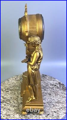 1872 WORKS Seth Thomas No. 8051 Maiden Musician & Artist Figural Mantel Clock