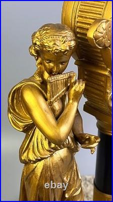 1872 WORKS Seth Thomas No. 8051 Maiden Musician & Artist Figural Mantel Clock