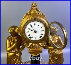 1872 WORKS Seth Thomas No. 8051 Maiden Musician & Artist Figural Mantel Clock
