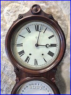 1875 ANTIQUE USA SETH THOMAS Double Dial, Calendar, day, month, strikes Clock