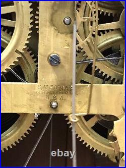 1875 ANTIQUE USA SETH THOMAS Double Dial, Strikes, Calendar, day, month, Clock