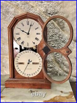 1875 Antique Two Dial USA Seth Thomas Calendar, Months, Day, Striking, time Clock