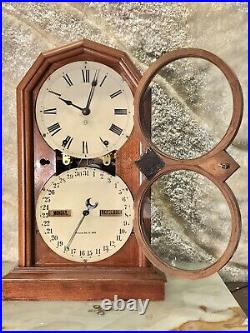 1875 Antique Two Dial USA Seth Thomas Calendar, Months, Day, Striking, time Clock