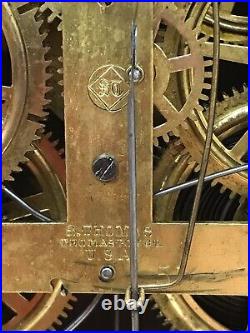 1876 ANTIQUE USA SETH THOMAS Double Dial, Strikes, Calendar, day, month, Clock