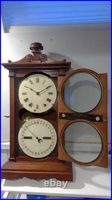 1876 Antique Seth Thomas Office Calendar Double Dial Clock Weight Driven 1875