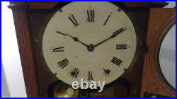 1876 Antique Seth Thomas Office Calendar Double Dial Clock Weight Driven 1875