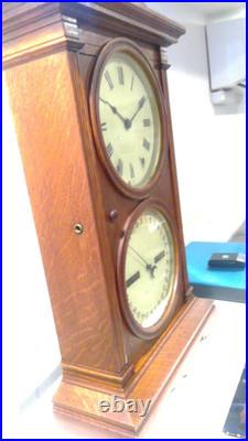 1876 Antique Seth Thomas Office Calendar Double Dial Clock Weight Driven 1875