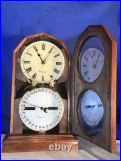 1876 Vintage Antique Seth Thomas Double Dial, Strike, Calendar Clock 1876 Vintage Antique Seth Thomas Double Dial, Strike, Calendar Clock