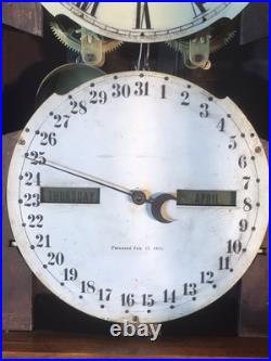 1876 Vintage Antique Seth Thomas Double Dial, Strike, Calendar Clock 1876 Vintage Antique Seth Thomas Double Dial, Strike, Calendar Clock