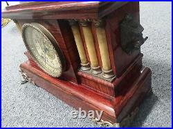 1880's Seth Thomas Red Adamantine 3-column Clock 2 Bell Movement