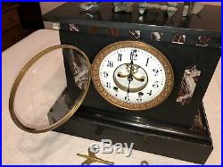 1890s Antique Seth Thomas Marble Slate Mantel Clock Open Escapement Working
