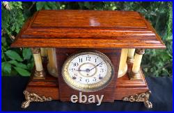 1890s Seth Thomas Burled Rosewood Adamantine Mantle Clock Video ALL ORIGINAL 1890s Seth Thomas Burled Rosewood Adamantine Mantle Clock Video ALL ORIGINAL