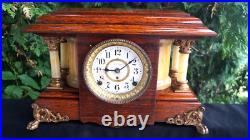 1890s Seth Thomas Burled Rosewood Adamantine Mantle Clock Video ALL ORIGINAL 1890s Seth Thomas Burled Rosewood Adamantine Mantle Clock Video ALL ORIGINAL