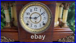 1890s Seth Thomas Burled Rosewood Adamantine Mantle Clock Video ALL ORIGINAL 1890s Seth Thomas Burled Rosewood Adamantine Mantle Clock Video ALL ORIGINAL