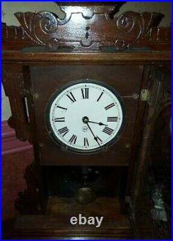 1894 Seth Thomas Antique Bangor City Series Clock Walnut 8-Day Strike