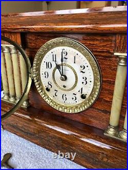1900s Antique Seth Thomas Adamantine Mantel Shelf Clock Working Correctly