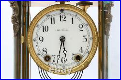 1909 Ornate Seth Thomas Brass & Glass Crystal Regulator Clock with Alarm