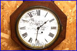 1909 Seth Thomas 12 Drop Octagon Schoolhouse Time Clock with Pendulum & Key