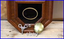 1909 Seth Thomas 12 Drop Octagon Schoolhouse Time Clock with Pendulum & Key