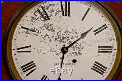 1909 Seth Thomas 12 Drop Octagon Schoolhouse Time Clock with Pendulum & Key