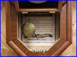 1909 Seth Thomas 12 Drop Octagon Schoolhouse Time Clock with Pendulum & Key