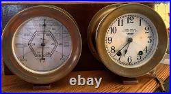 1927 Seth Thomas Eight Day Ships Bell Clock & Barometer. Working