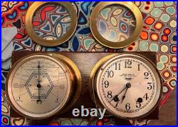 1927 Seth Thomas Eight Day Ships Bell Clock & Barometer. Working