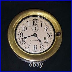 1930's Seth Thomas Antique Maritime Ships Porthole Clock With Brass Trim