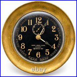 1940 WWII Seth Thomas U. S. Navy Mark I Deck Clock Brass Working with Key