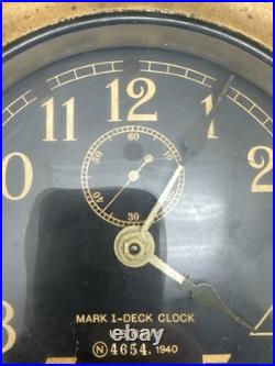 1940 WWII Seth Thomas U. S. Navy Mark I Deck Clock Brass Working with Key