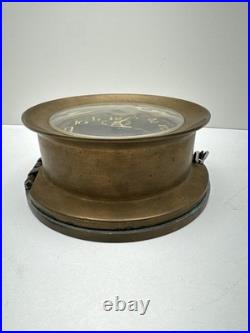 1940 WWII Seth Thomas U. S. Navy Mark I Deck Clock Brass Working with Key