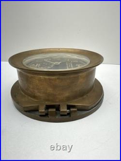 1940 WWII Seth Thomas U. S. Navy Mark I Deck Clock Brass Working with Key