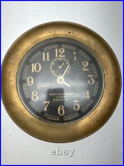 1940 WWII Seth Thomas U. S. Navy Mark I Deck Clock Brass Working with Key