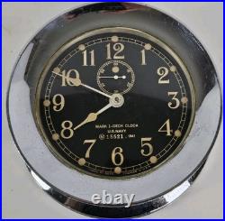 1941 SETH THOMAS WWII U. S. Navy Mark 1 Deck Clock Naval Porthole Ship Wall Clock 1941 SETH THOMAS WWII U. S. Navy Mark 1 Deck Clock Naval Porthole Ship Wall Clock