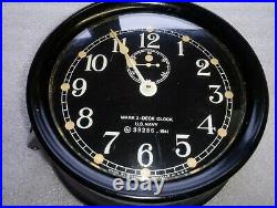 1941 Seth Thomas U. S. Navy Mark I Deck Clock N3986 Wwii