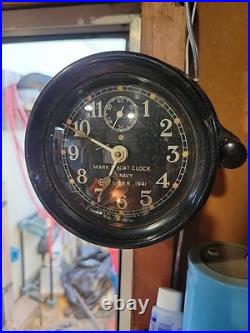 1941 Seth Thomas Wwii Us Navy Mark 1 Boat Clock Porthole Ship Wall Clock
