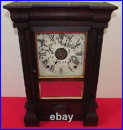 19th C Seth Thomas Rosewood Empire Antique Shelf Clock With Alarm