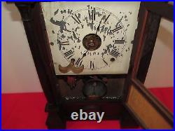 19th C Seth Thomas Rosewood Empire Antique Shelf Clock With Alarm