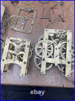 1 New Haven Seth Thomas CLOCK MOVEMENT & Old Gears, 6 Set Of Brass Plates 1 New Haven Seth Thomas CLOCK MOVEMENT & Old Gears, 6 Set Of Brass Plates